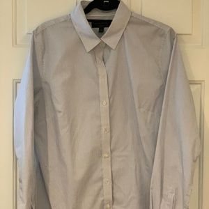 White and blue Striped Long Sleeve button up